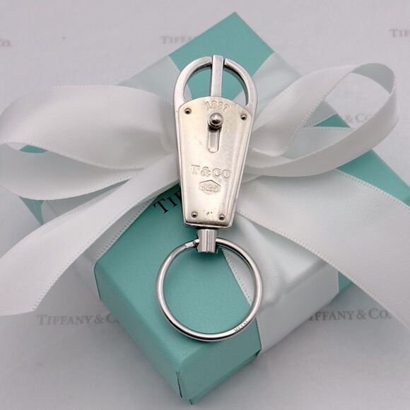 Tiffany & Co. Makers Valet Key Ring in Sterling Silver Stainless Steel Keychain - Picture 3 of 9